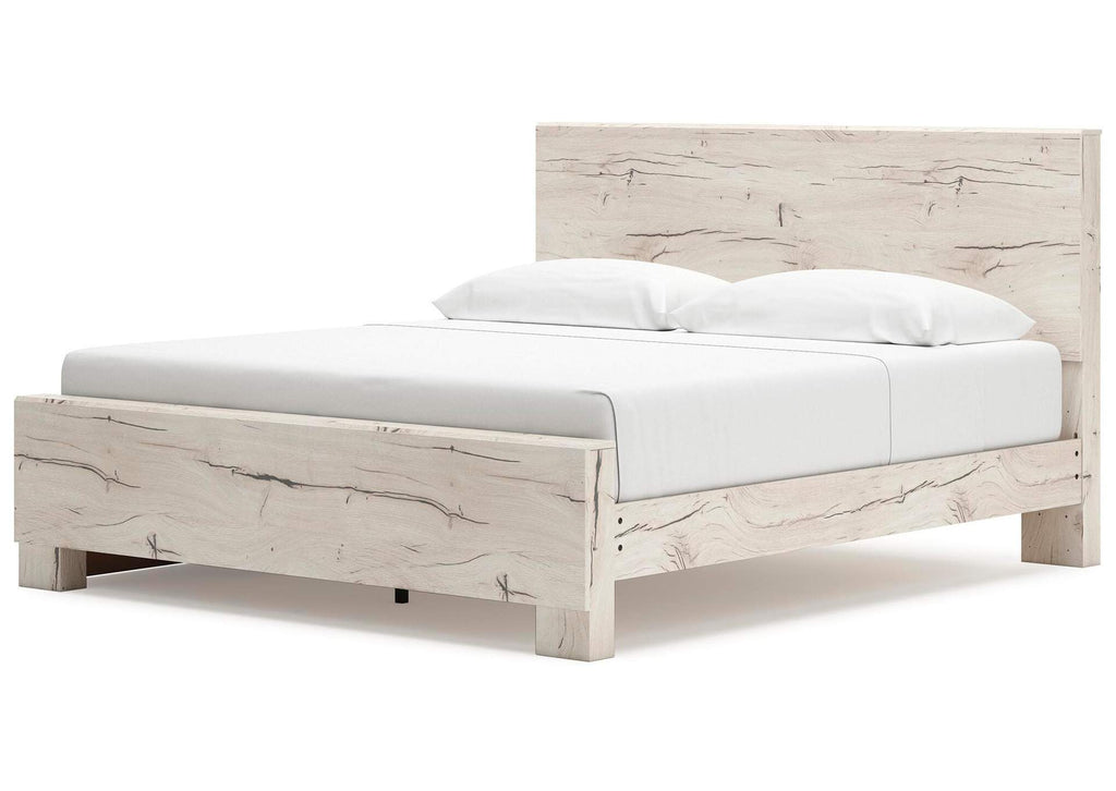 Lawroy King Panel Bed with Mirrored Dresser and Nightstand angled view
