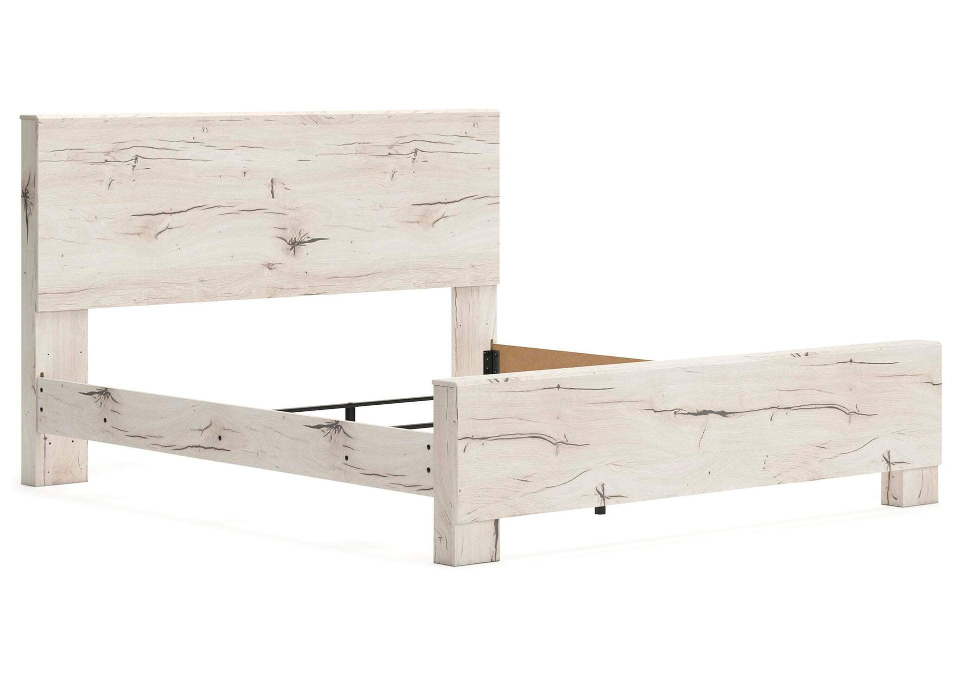 Lawroy King Panel Bed with Mirrored Dresser angled view