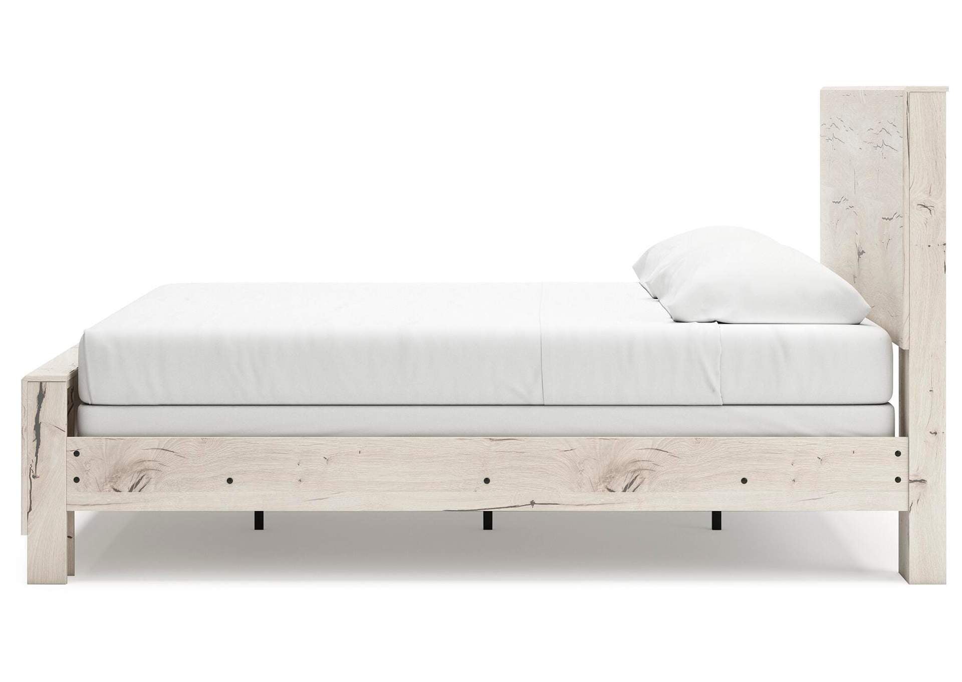 Lawroy King Panel Bed with Mirrored Dresser and Chest side view