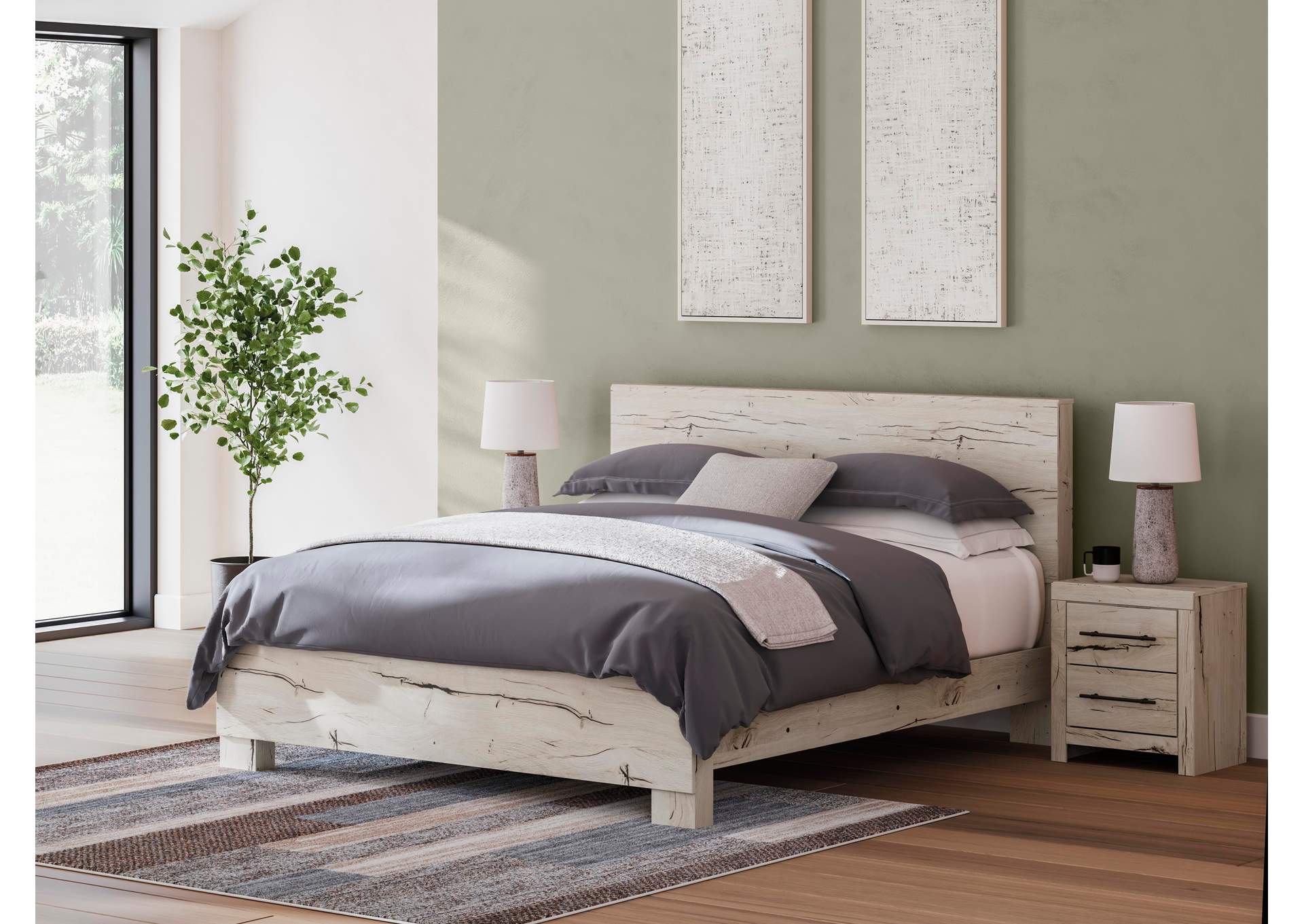 Lawroy King Panel Bed, Dresser, Mirror, Chest and Nightstand
