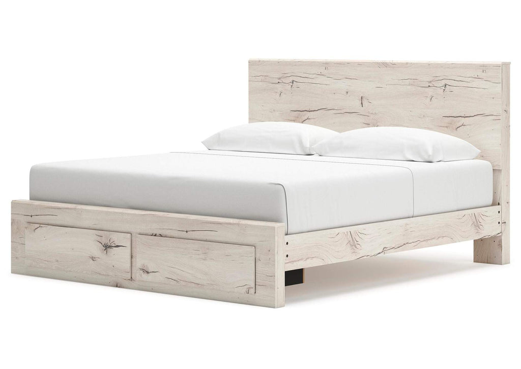 Lawroy King Panel Storage Bed, Dresser and Mirror angled view