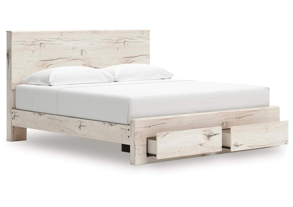 Lawroy King Panel Storage Bed, Dresser and Mirror angled view