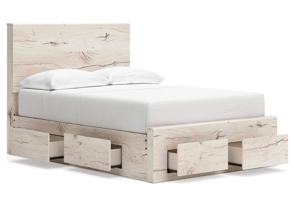 Lawroy Full Panel Storage Bed, Dresser and Mirror angled view