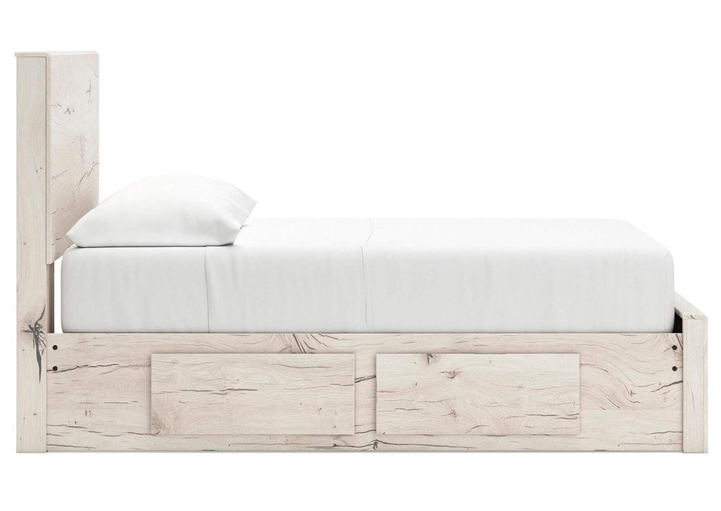 Lawroy Full Storage Bed and Nightstand side view