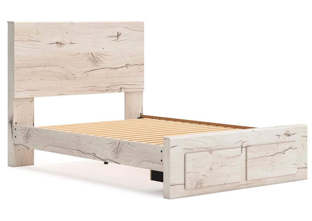 Lawroy Full Panel Storage Bed with Mirrored Dresser angled view