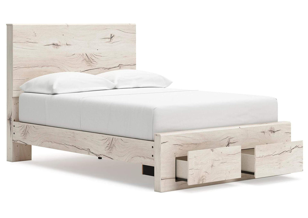 Lawroy Full Panel Storage Bed, Dresser and Mirror angled view