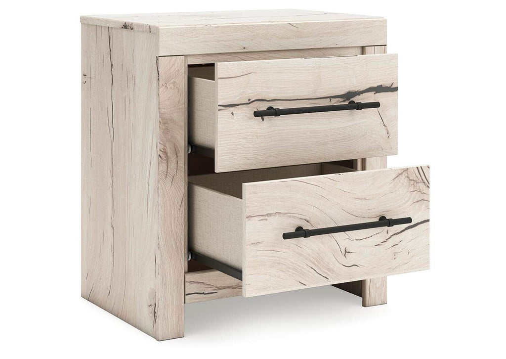 Lawroy Queen Panel Storage Bed with Mirrored Dresser and Nightstand angled view