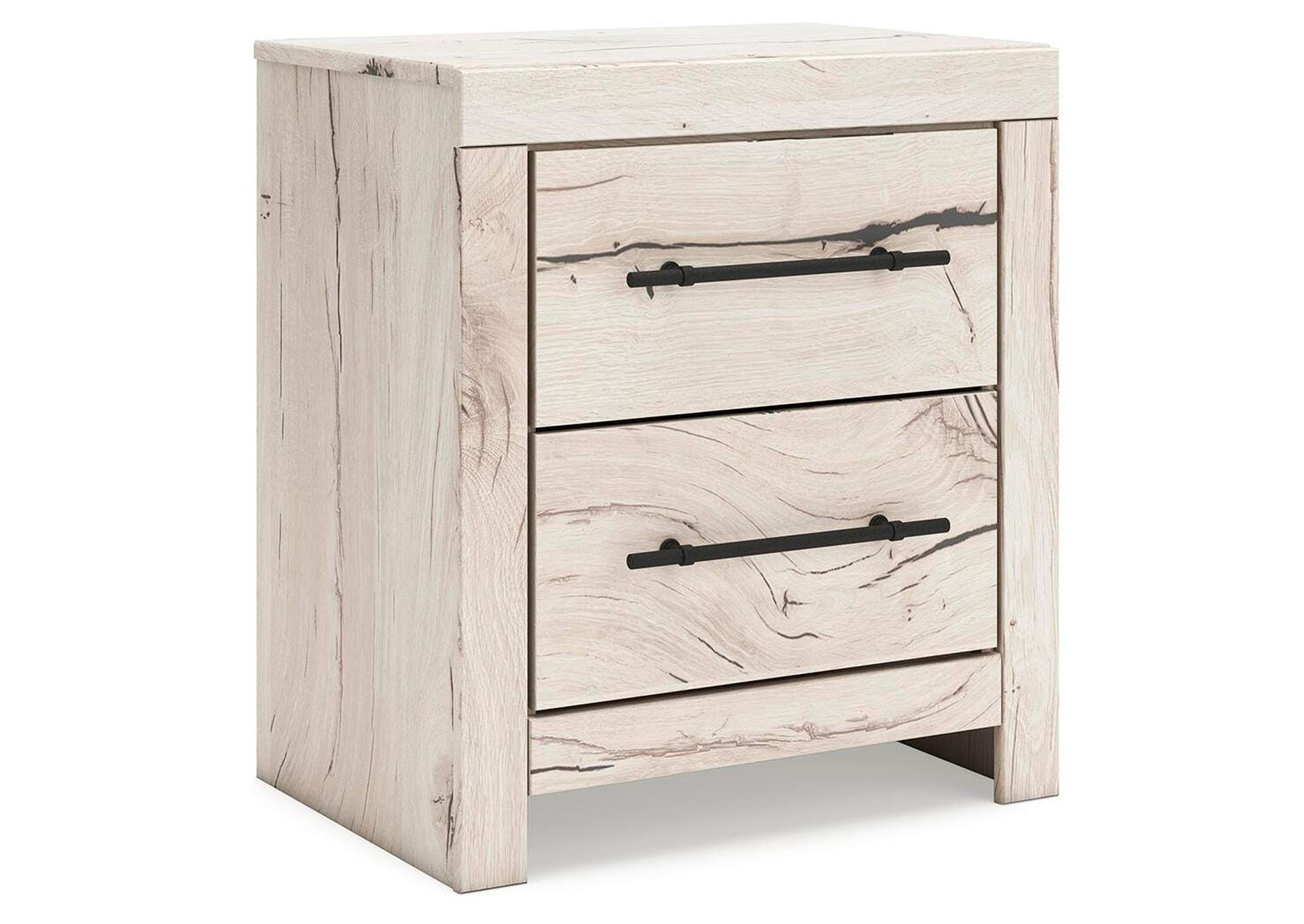 Lawroy Twin Panel Bed with Mirrored Dresser, Chest and Nightstand angled view