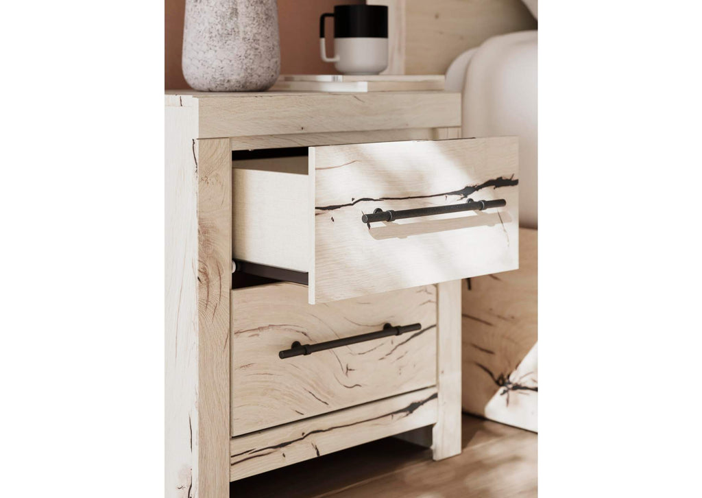 Lawroy Queen Panel Headboard with Mirrored Dresser and Nightstand detail