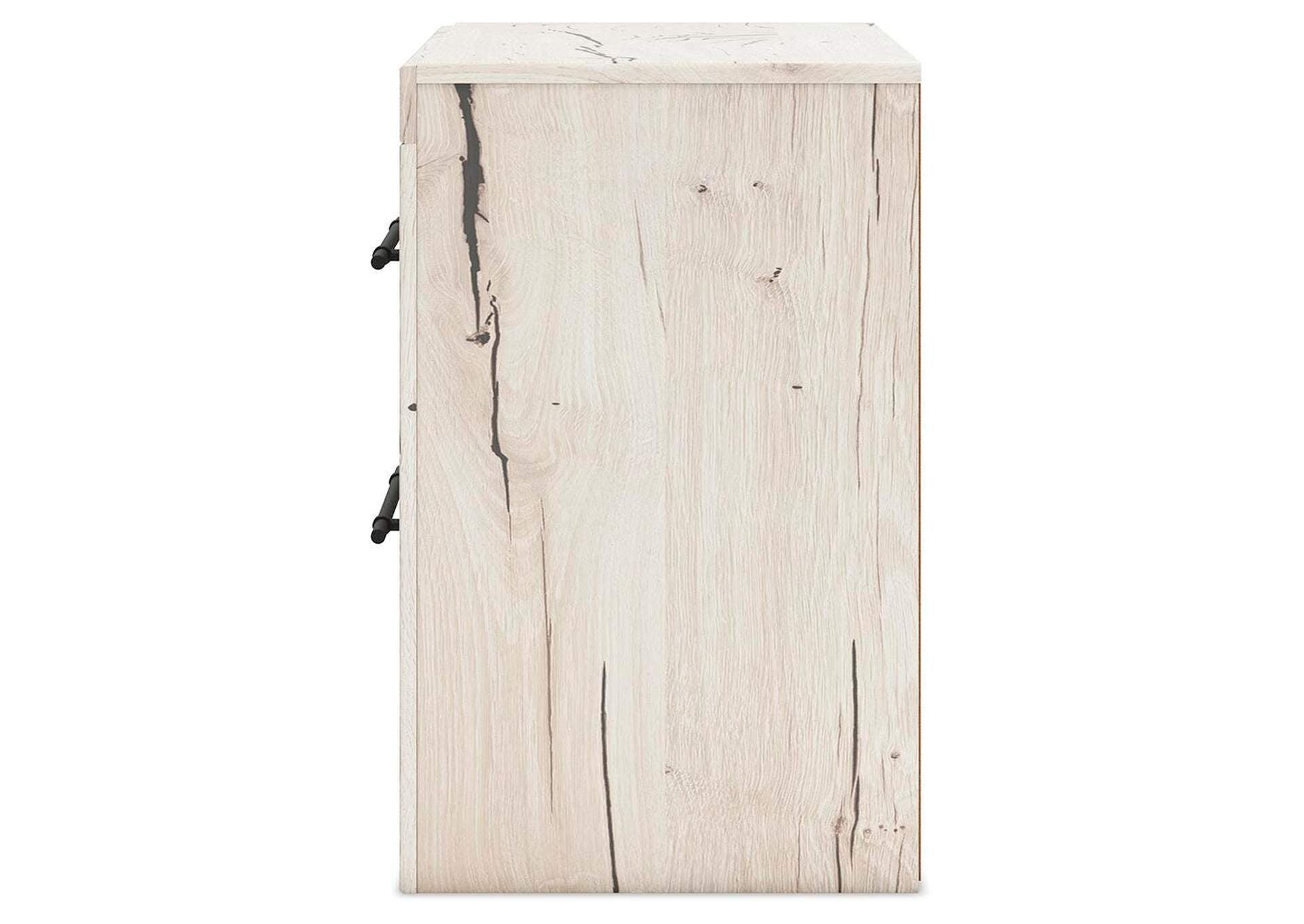 Lawroy Twin Panel Bed with Storage and Nightstand side view