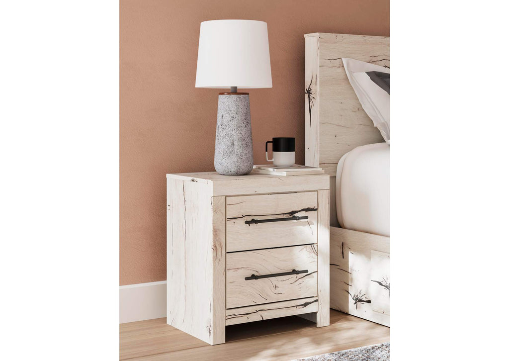 Lawroy King Panel Bed with Mirrored Dresser, Chest and Nightstand