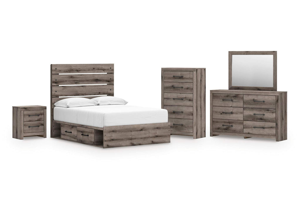 Urbanoore Full Panel Bed with Storage, Dresser, Mirror, Chest and Nightstand