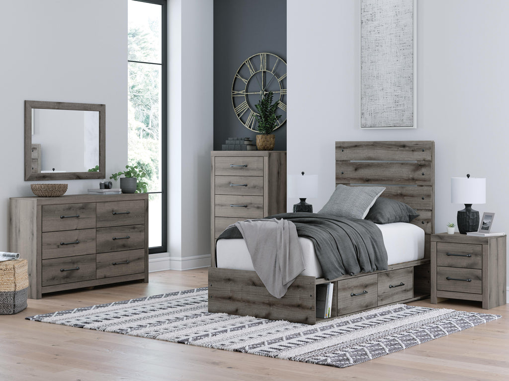 Graystorm Twin Panel Storage Bed in Brown Gray, alternate view 12