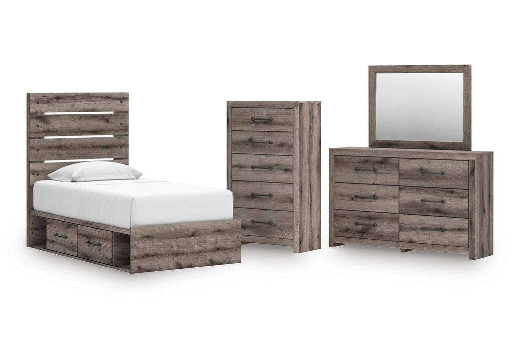 Urbanoore Twin Panel Storage Bed, Dresser, Mirror and Chest