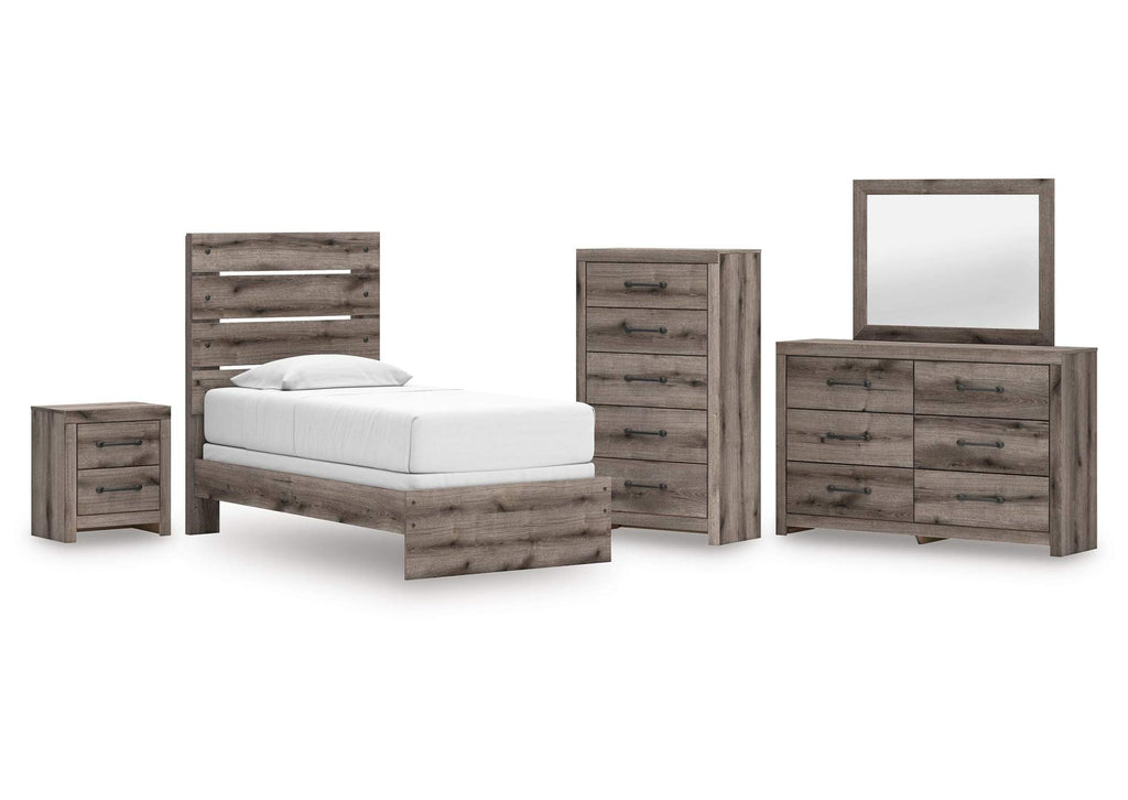 Urbanoore Twin Panel Bed, Dresser, Mirror, Chest and Nightstand