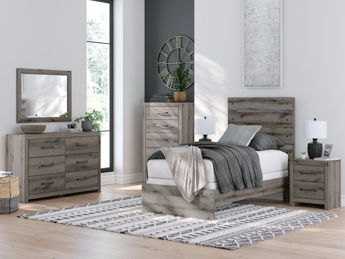 Graystorm Twin Panel Bed in Brown Gray, alternate view 11