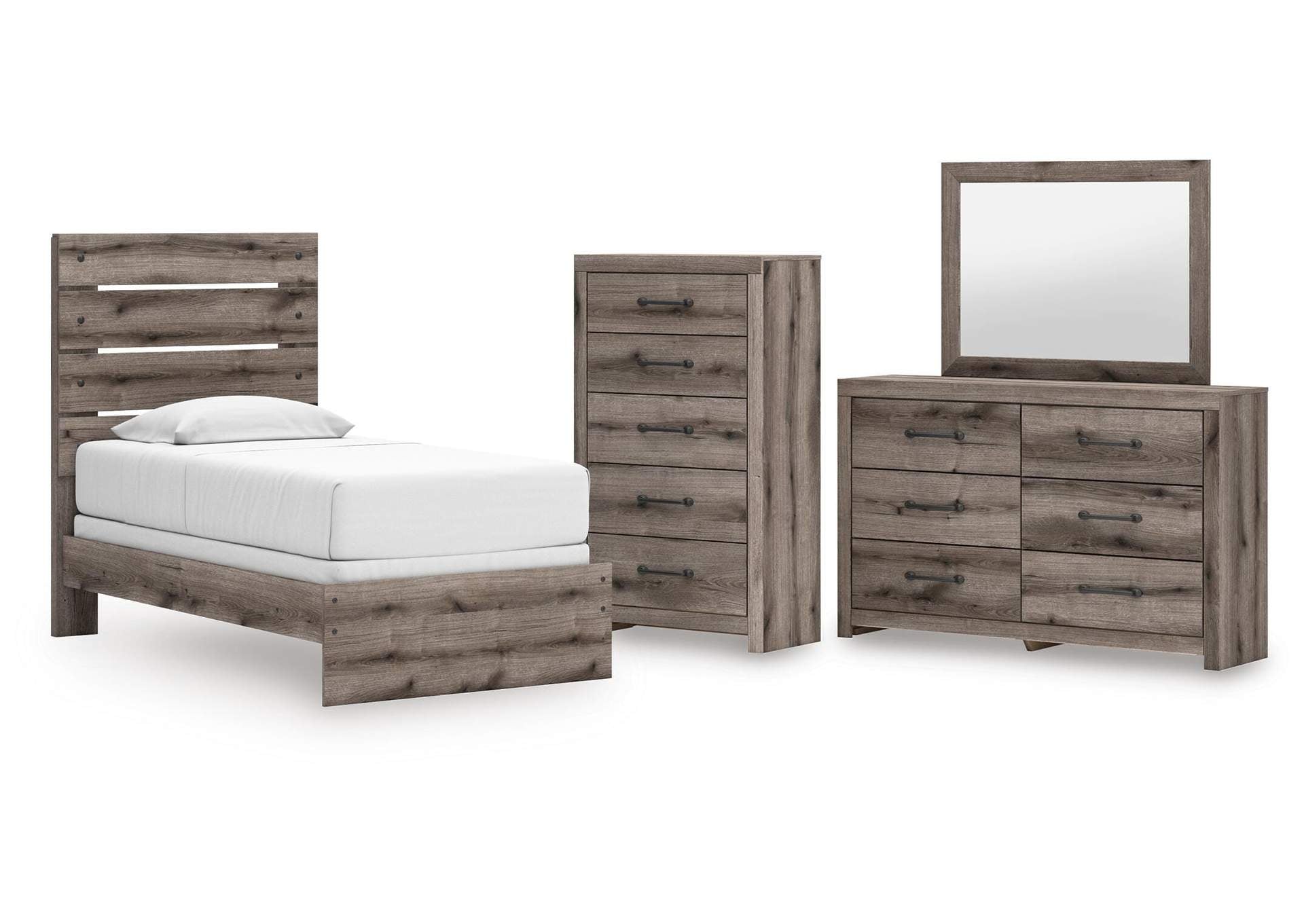 Urbanoore Twin Panel Bed, Dresser, Mirror and Chest
