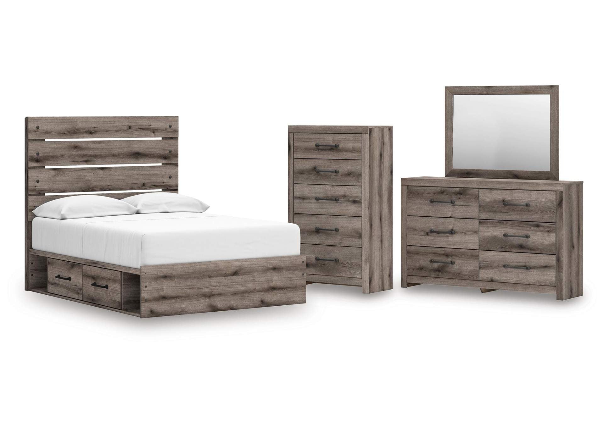 Urbanoore Full Panel Storage Bed, Dresser, Mirror and Chest