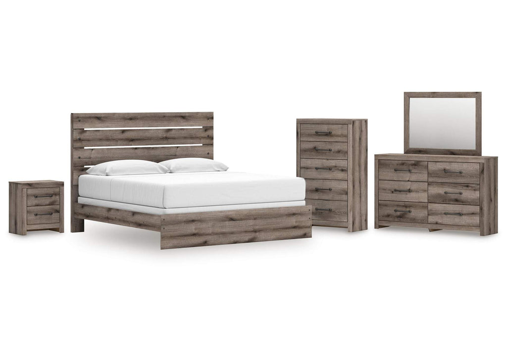 Urbanoore King Panel Bed, Dresser, Mirror, Chest and Nightstand