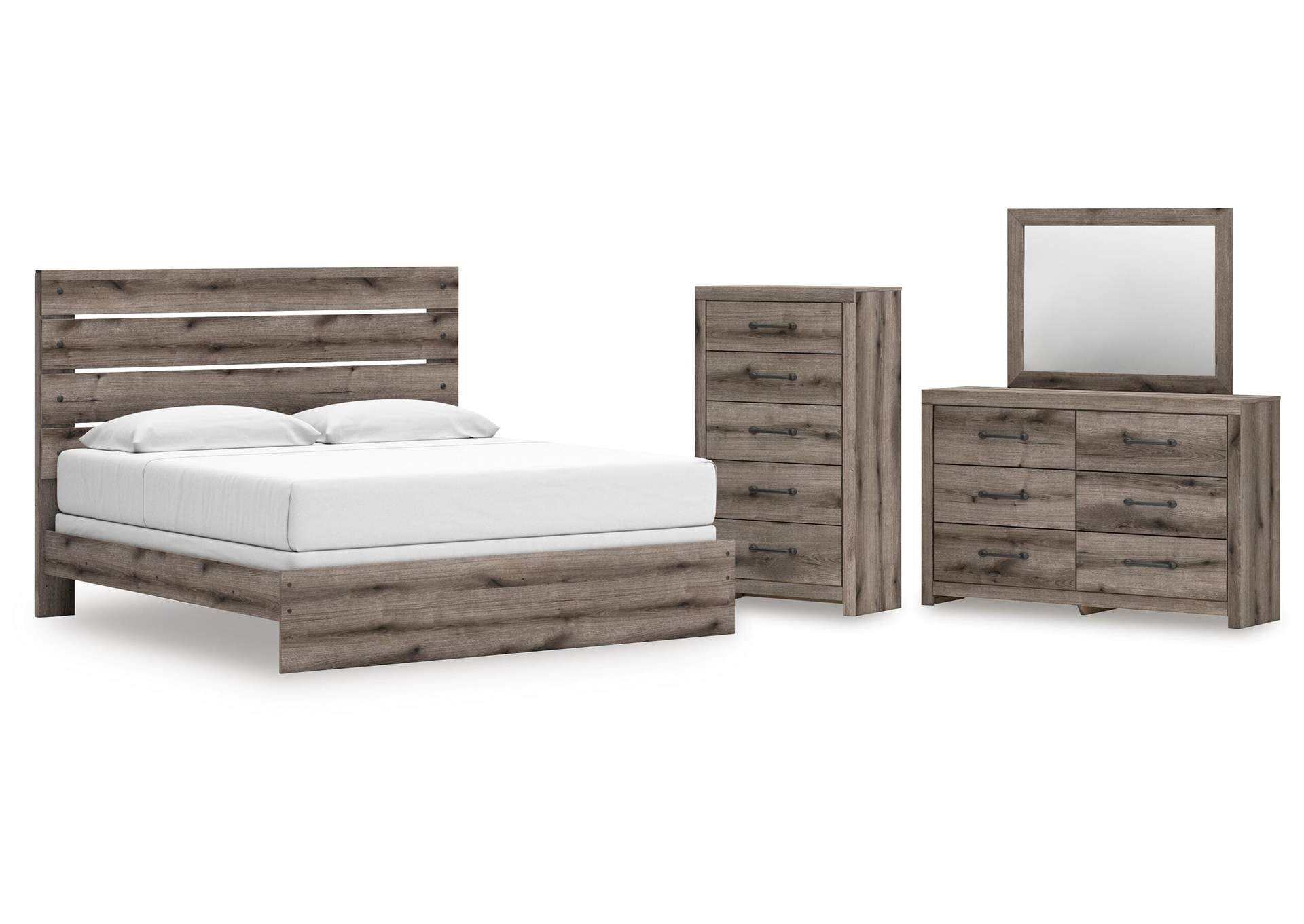 Urbanoore King Panel Bed, Dresser, Mirror and Chest