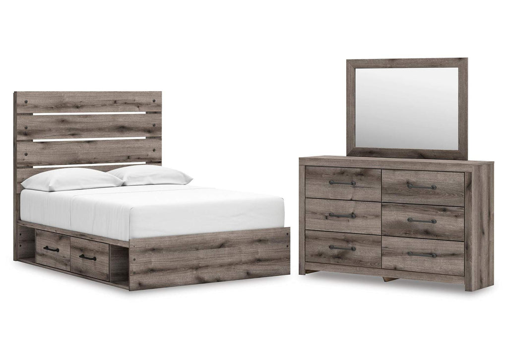 Urbanoore Full Panel Bed with Storage, Dresser and Mirror