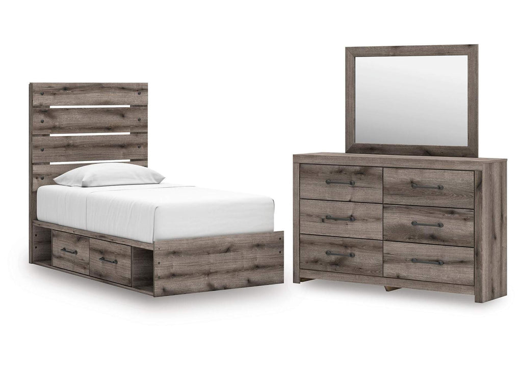 Urbanoore Twin Panel Storage Bed, Dresser and Mirror