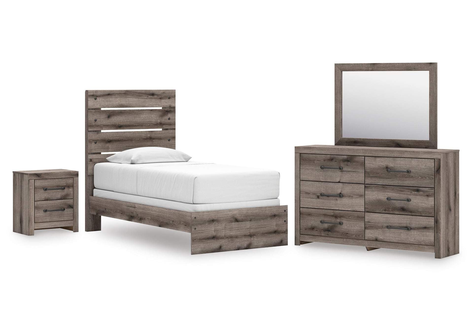 Urbanoore Twin Panel Bed, Dresser, Mirror and Nightstand