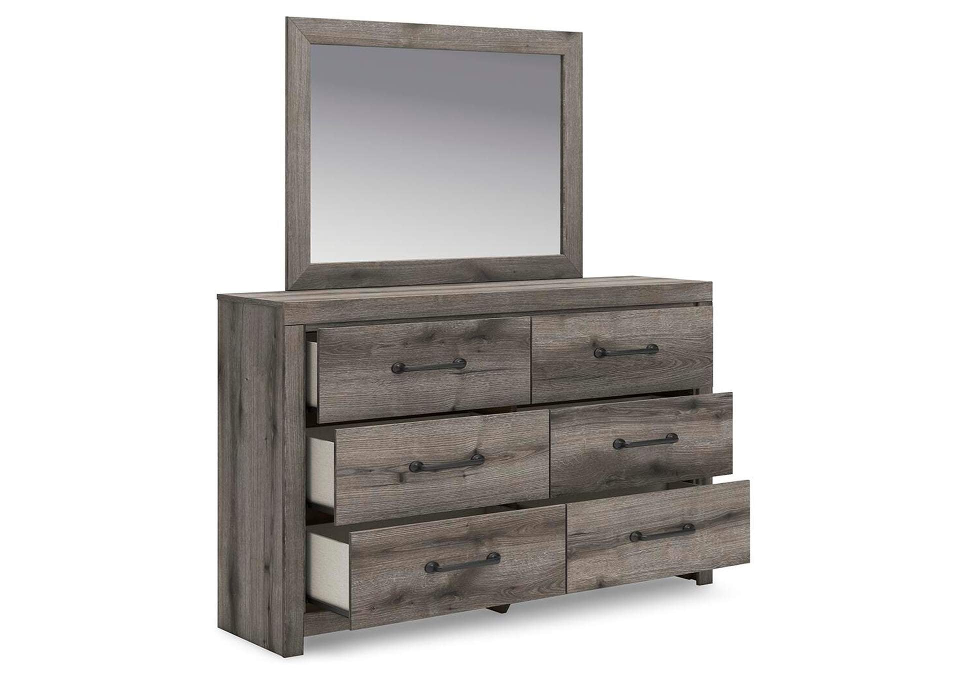 Urbanoore King Panel Bed, Dresser, Mirror and 2 Nightstands angled view