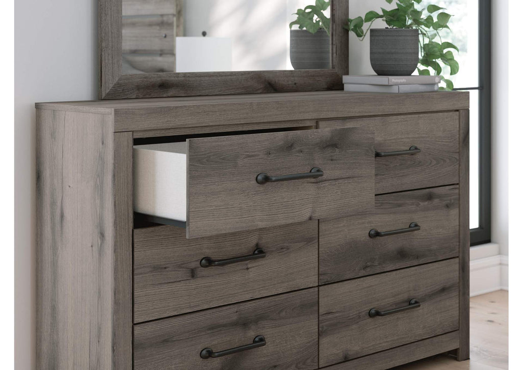 Urbanoore Twin Panel Bed, Dresser, Mirror, Chest and Nightstand detail