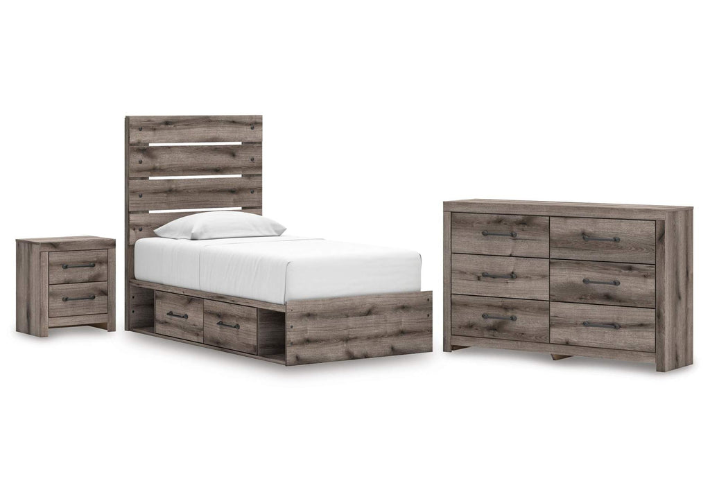 Urbanoore Twin Panel Bed with Storage, Dresser and Nightstand