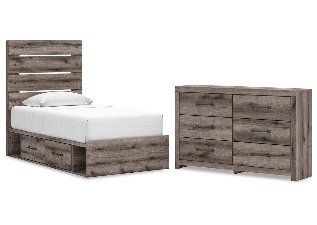 Urbanoore Twin Panel Bed with Storage and Dresser