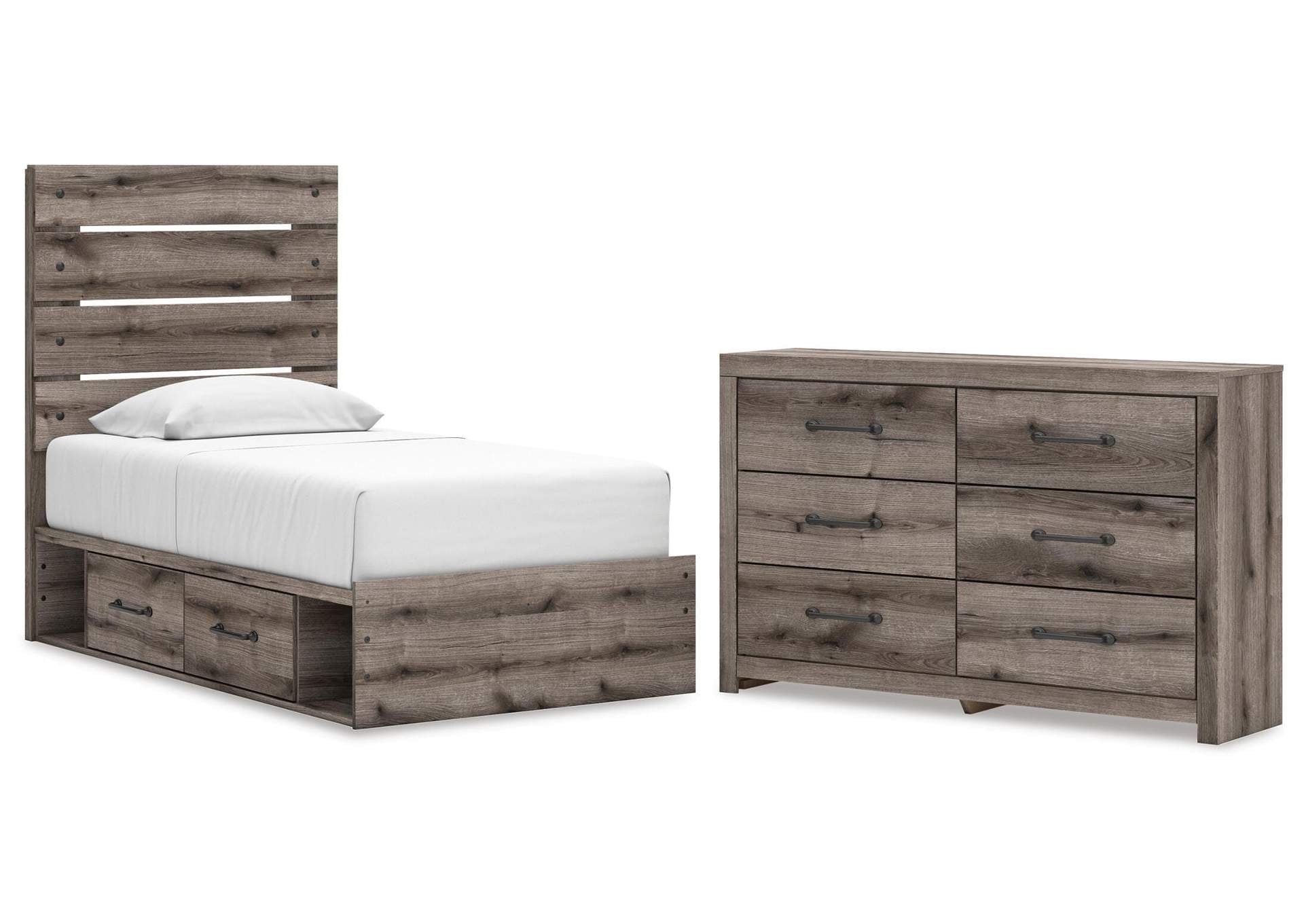 Urbanoore Twin Panel Bed with Storage and Dresser