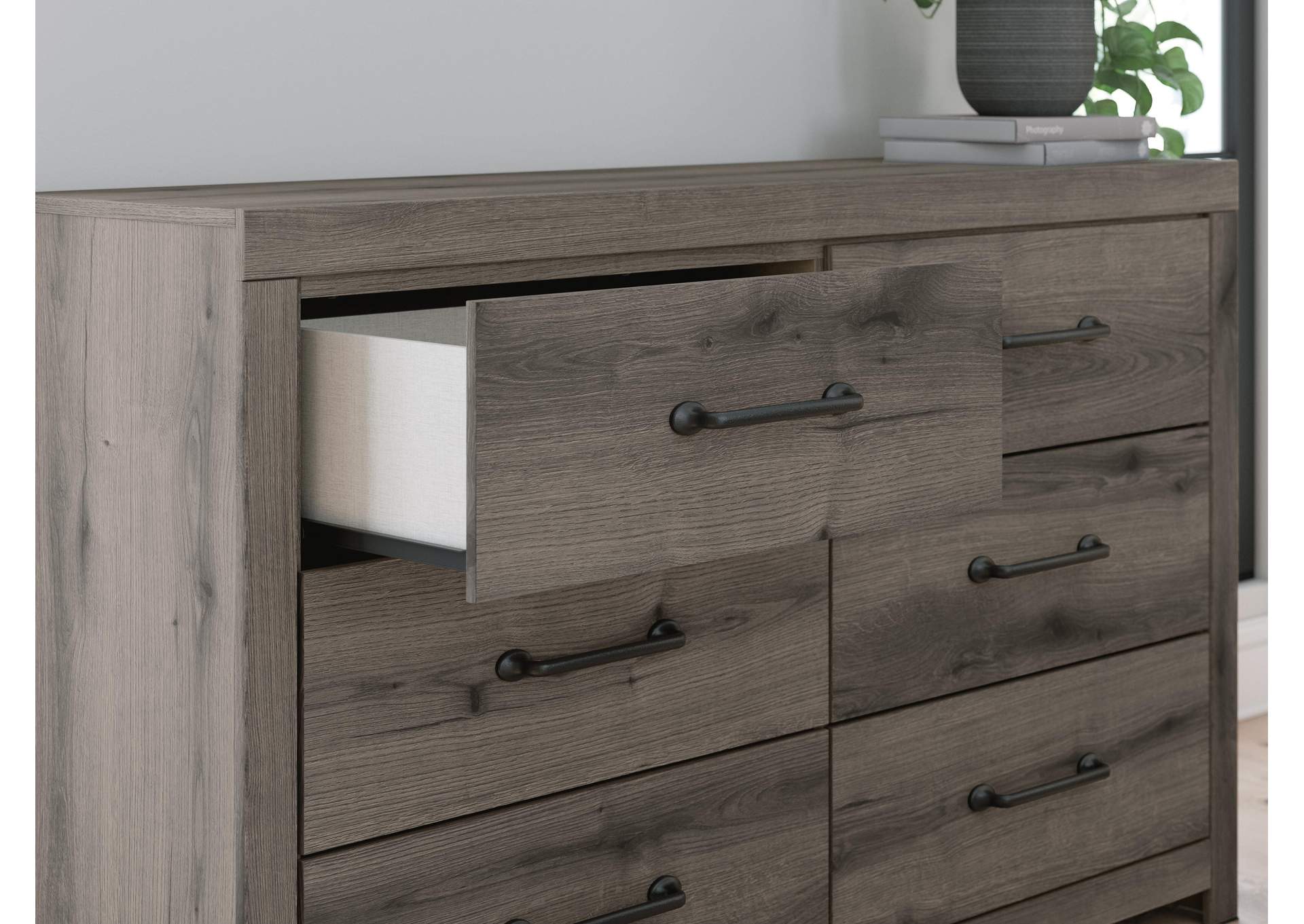 Urbanoore Twin Panel Bed with Storage, Dresser and Nightstand detail