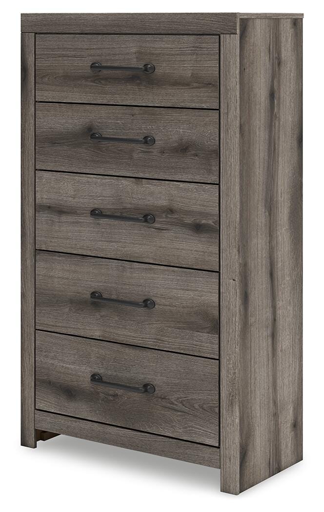 Graystorm Chest of Drawers in Brown Gray, angle view