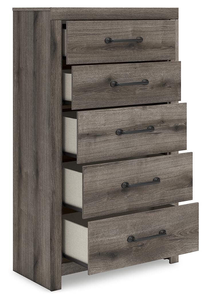 Graystorm Chest of Drawers in Brown Gray, open view