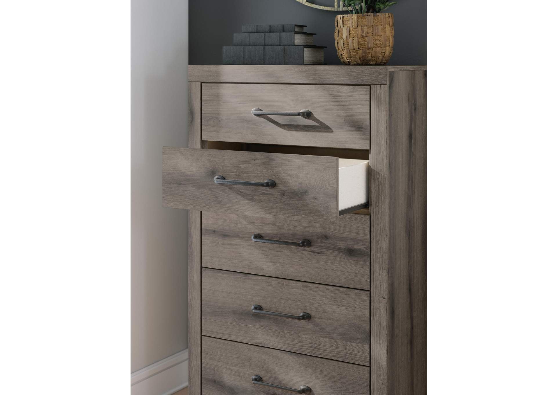 Urbanoore Full Panel Storage Bed, Dresser, Mirror, Chest and 2 Nightstands detail