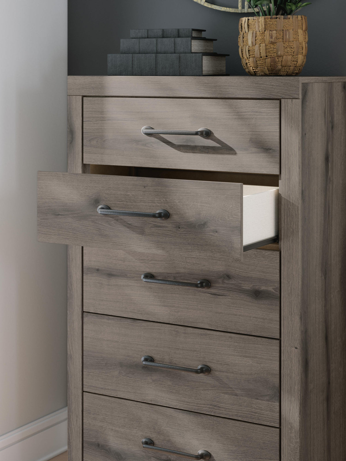Graystorm Chest of Drawers in Brown Gray, detail view