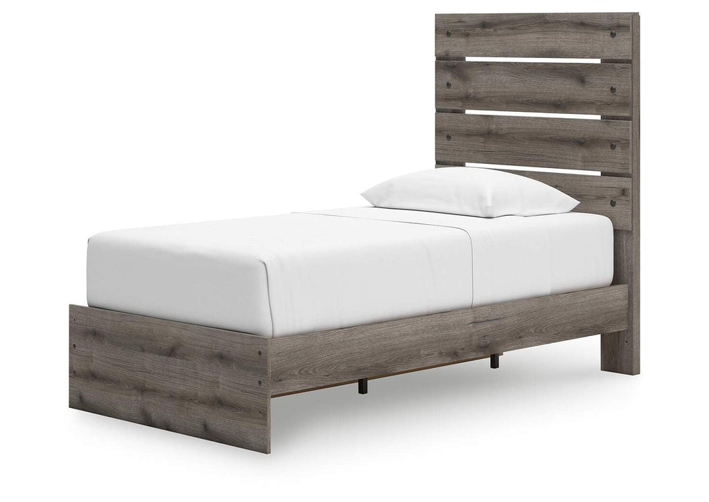 Urbanoore Twin Panel Storage Bed, Dresser, Mirror and Nightstand angled view