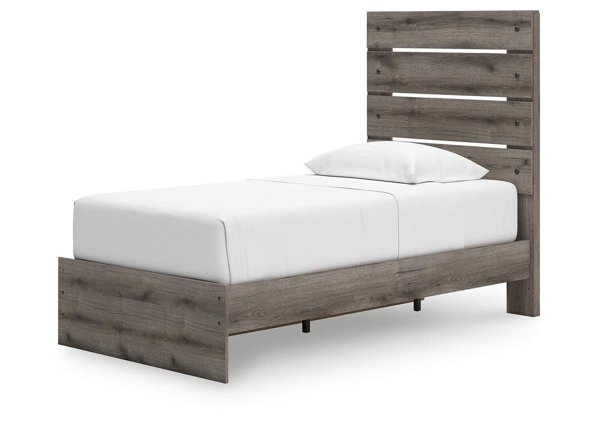 Urbanoore Twin Panel Storage Bed, Dresser, Mirror and Nightstand angled view