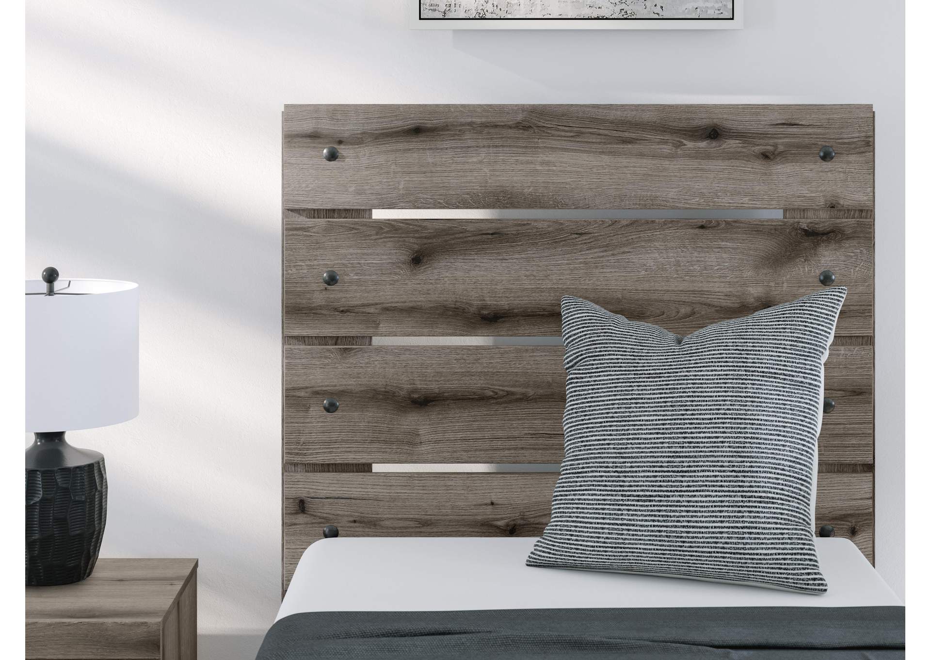 Urbanoore Twin Panel Storage Bed, Dresser, Mirror and Nightstand detail