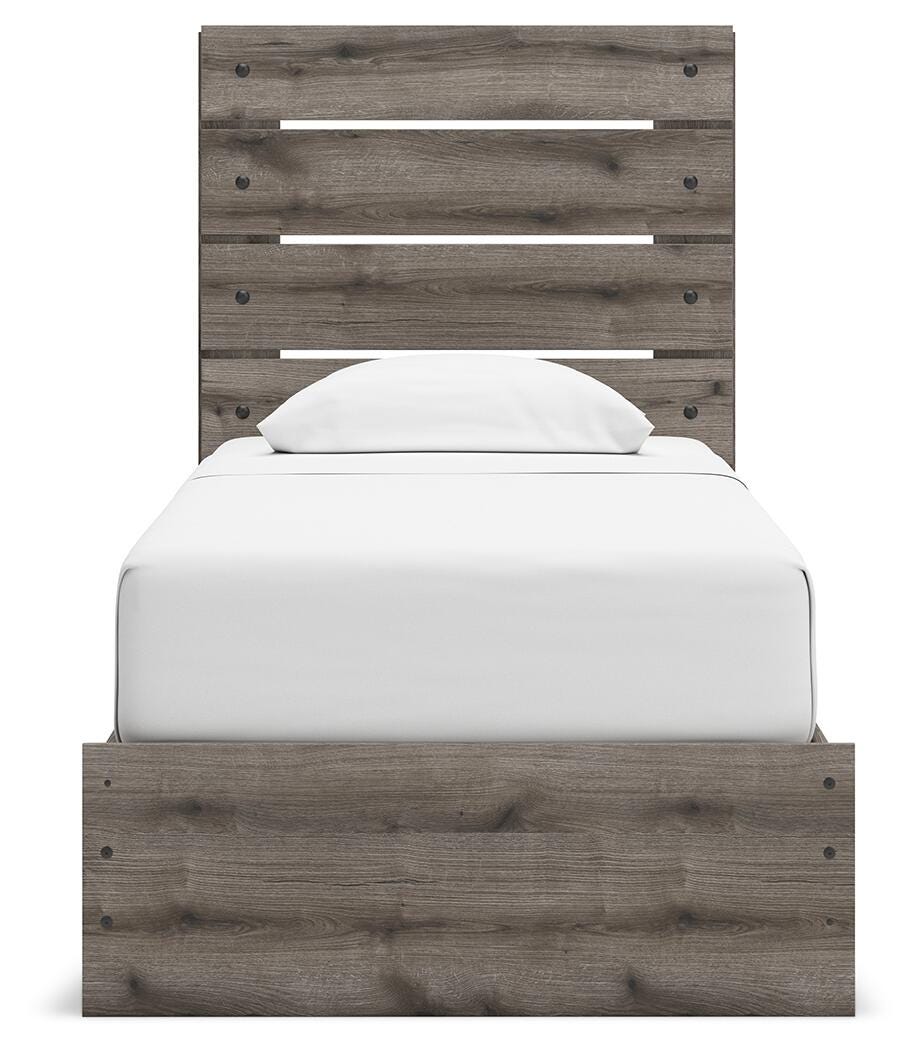 Graystorm Twin Panel Storage Bed in Brown Gray, front view