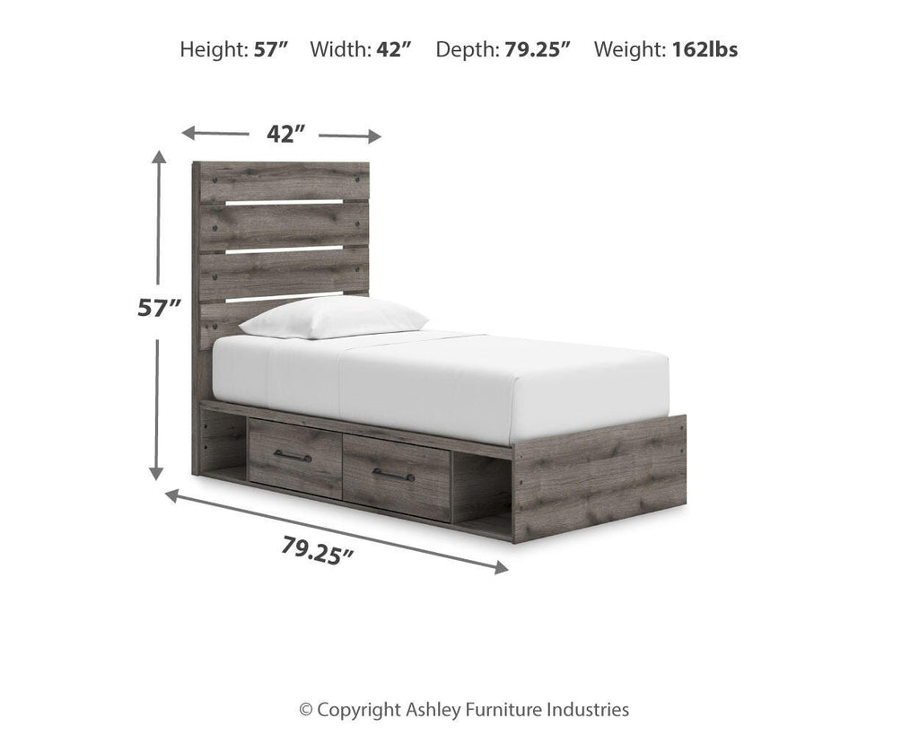 Graystorm Twin Panel Storage Bed in Brown Gray, alternate view 4