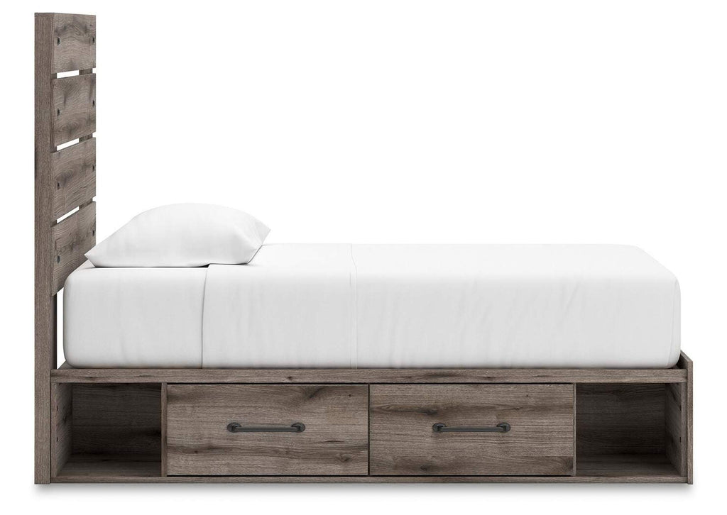Urbanoore Twin Panel Bed with Storage, Dresser and Nightstand side view