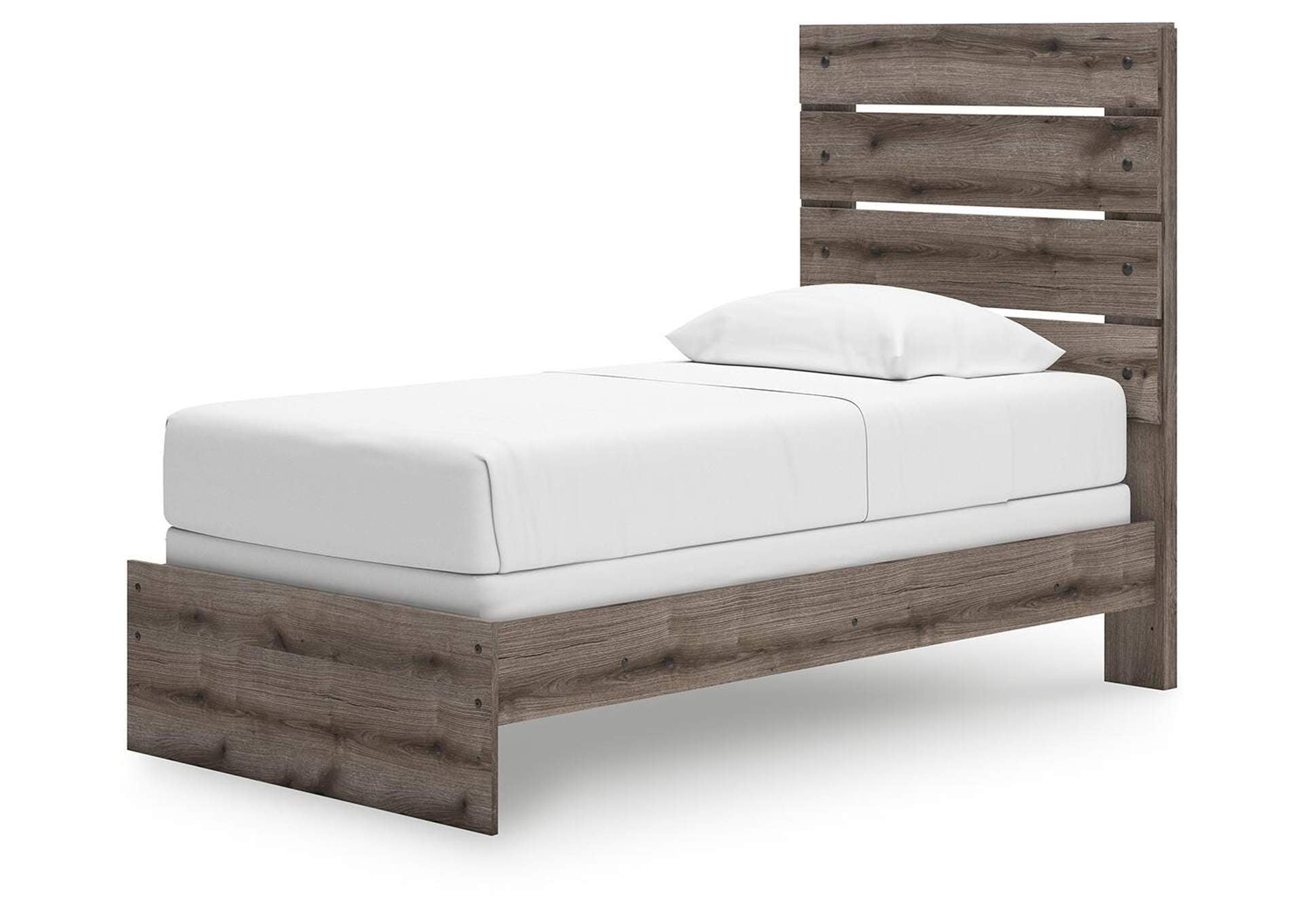 Urbanoore Twin Panel Bed, Dresser, Mirror, Chest and Nightstand angled view