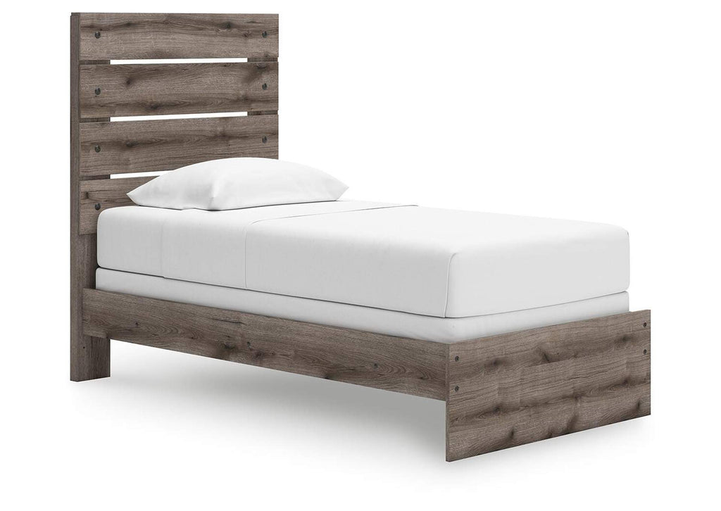 Urbanoore Twin Panel Bed, Dresser, Mirror, Chest and Nightstand angled view