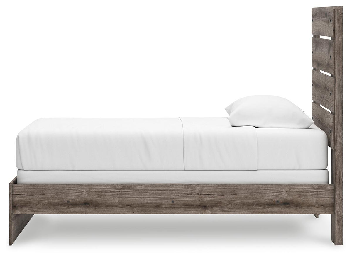 Graystorm Twin Panel Bed in Brown Gray, alternate side view