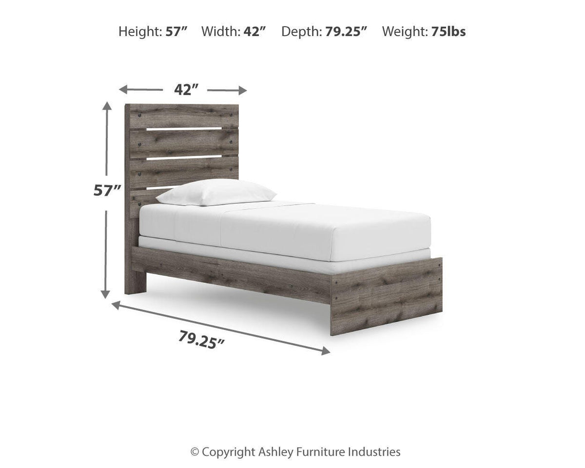 Graystorm Twin Panel Bed in Brown Gray, alternate view 4