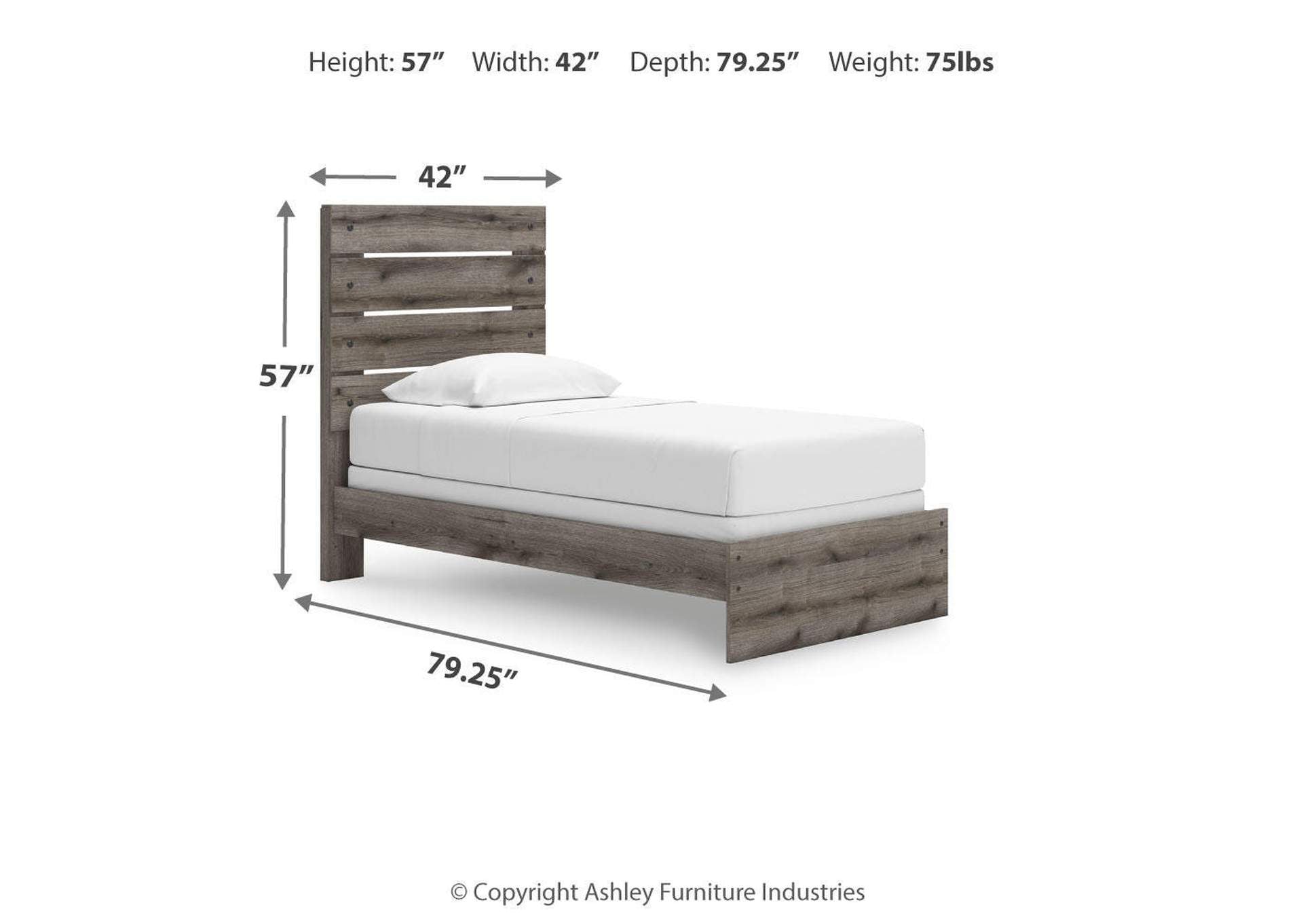 Urbanoore Twin Panel Bed, Dresser, Mirror, Chest and 2 Nightstands dimensions