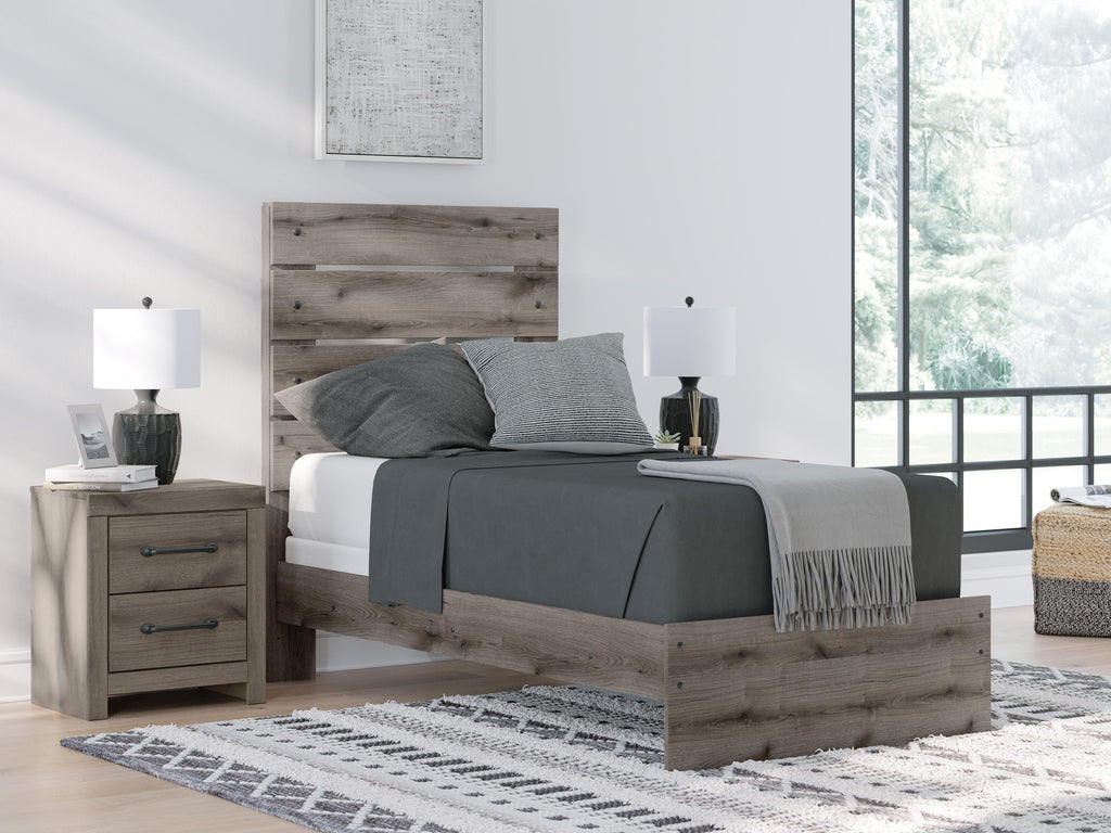 Graystorm Twin Panel Bed in Brown Gray, alternate view 2
