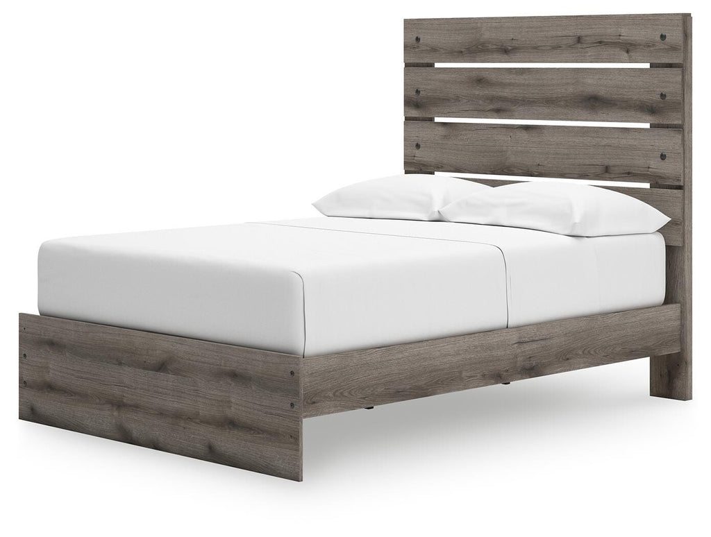 Graystorm Full Panel Storage Bed in Brown Gray, angle view